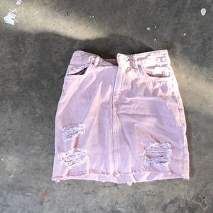 pink denim skirt